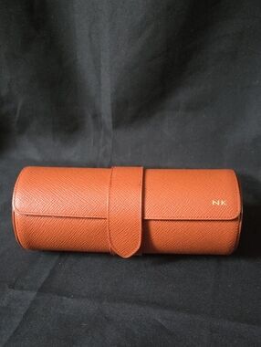 Smythson Watch Roll  Monogram NK Leather Roll Jewelry/Watch Case